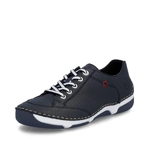Rieker Damen Sneaker Leder Schnürschuh 55901 in Blau, Größe 41 EU - Eleganter Damen-Schnürhalbschuh von Rieker aus beschichtetem Leder, bietet hohen Tragekomfort und individuelle Anpassung durch Schnürung. Ideal für Alltag und Freizeit!