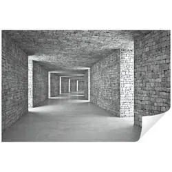 Wallarena Fototapete 3D EFFEKT Ziegel Tunnel Moderne Vlies Tapete Wohnzimmer Schlafzimmer, Glatt, 3D-Optik, Vliestapete grau Stein Wohnzimmer Schlafzimmer Küche Tapete + Kleister grau 4.16 m x 2.9 m