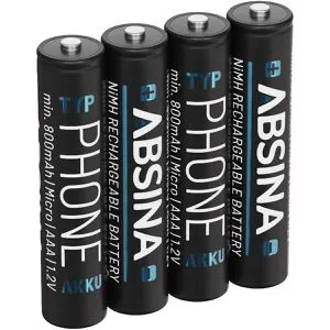 Absina Akku AAA Phone, 1,2 V, 800 mAh, AAA, NiMH, 4 Stück