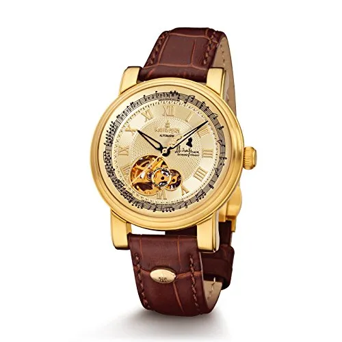 Kronsegler Unisex Sammler Automatikuhr - Richard Strauss 150 Jahre Edition - Armbanduhren für Herren, exklusive vergoldete Uhr zur Feier von 150 Jahren Richard Strauss, ideal für Sammler und Musikliebhaber.