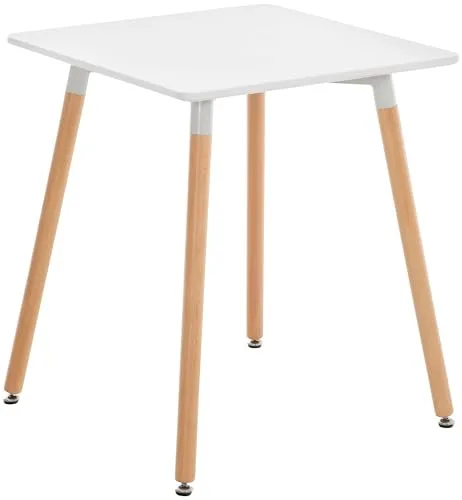 CLP Küchentisch Viborg I Skandinavisches Design Esstisch - Esszimmertisch mit stabiler MDF Tischplatte und Buchenholzgestell, ideal für jede Küche oder Esszimmer, inklusive justierbaren Bodenschonern für standsicheren Halt.
