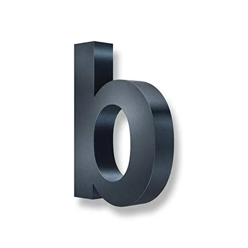 Metzler 3D Hausnummer in Anthrazit aus Stahl - Hausnummer mit Pulverbeschichtung in Feinstruktur 7016 Anthrazitgrau matt - Höhe 20cm / Tiefe 3,5 cm - inkl. Montagematerial - Buchstabe b