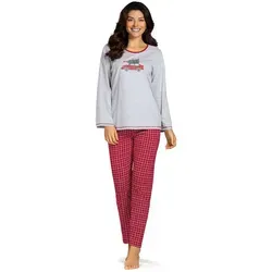 Damen Schlafanzug COMTESSA Pyjama langarm Baumwolle Jersey Winter grau Gr.50 NEU - Gemütlicher Damen Schlafanzug für die kalte Jahreszeit. Der langärmelige Pyjama aus hochwertiger Baumwollmischung bietet Komfort und Wärme. Ideal für entspannte Nächte und gemütliche Winterabende.