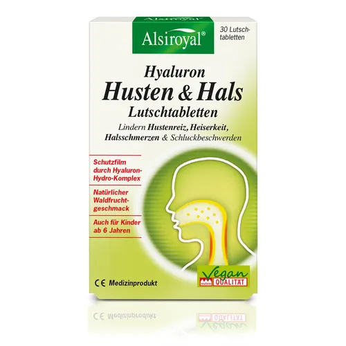 Alsiroyal Hyaluron Hustenreiz Ltbl. 30 Tabl. - Effektive Linderung - Fatburner mit 30 Tabletten zur gezielten Linderung von Hustenreiz. Praktisch in der Anwendung und ideal für schnelle Hilfe.