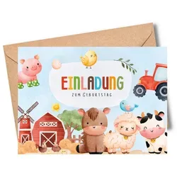 MeinBaby123® Einladungskarten Kindergeburtstag inkl. 10 Umschläge, Kindergeburtstag Jungs und Mädchen, Geburtstagseinladungen Kinder bunt
