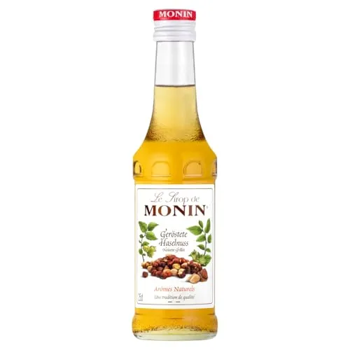 Monin Sirup geröstete Haselnuss (1 x 0,25 l) – Kaffeesirup für Latte Macchiato, Cappuccino & Milchkaffee – Haselnuss Sirup für Cocktails, Desserts & Getränke