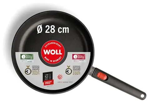 WOLL Hochrandpfanne Ø 28 cm EcoLite QXR - Hochwertige Bratpfanne aus 100% recyceltem Aluminium, PFAS-freie Diamond-QXR-Beschichtung, abnehmbarer Stiel und spülmaschinenfest – ideal für gesundes Kochen!