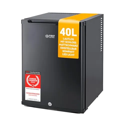 Mini Kühlschrank TZS - Kompakte Kühlbox für Auto und Camping - Kühlschränke für unterwegs, bis zu 6°C Kühltemperatur, leise und mit einstellbaren Regalen, ideal für Camping und Reisen, freistehendes Modell mit 34L Kapazität.