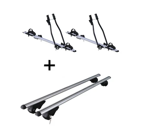 VDP Dachträger Set für Skoda Roomster 5J - Dachträger und 2x SAGITTAR Fahrradträger für einfachen und sicheren Fahrradtransport auf dem Dach. Ideal für alle Fahrradtypen bis 15 kg, mit sicherem Verriegelungssystem.