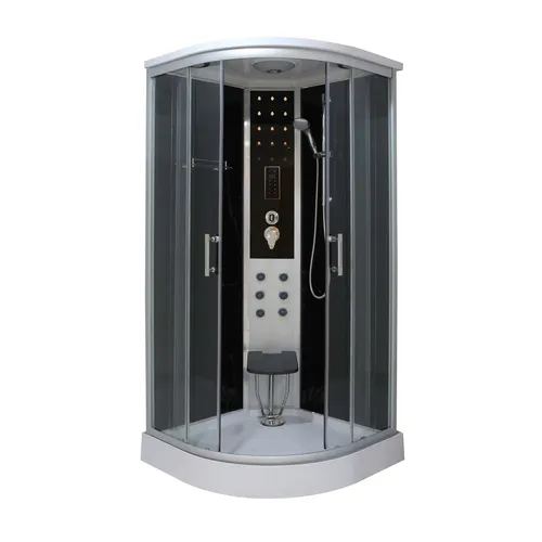 Dampfduschkabine RELAX 90 x 90 x 215 - Dampfduschen für entspannende Wellnessmomente, ausgestattet mit Massagedüsen, LED Beleuchtung und Schiebetüren aus Sicherheitsglas für maximalen Komfort.