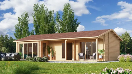 Fjordholz Gartenhaus Modell Casablanca 70 - Massives Gartenhaus Modell Casablanca 70 mit starken 70mm Wandbohlen aus nordischer Fichte. Ideal für jeden Garten, bietet es eine robuste Konstruktion und hochwertige Ausstattung für langlebigen Komfort.