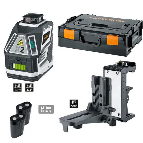 Laserliner Kreuzlinienlaser X2-Laser Pro in L-BOXX 136 - Präziser Kreuzlinienlaser für exakte Ausrichtungen, ideal für Bau- und Renovierungsprojekte, inklusive praktischer L-BOXX für einfachen Transport.