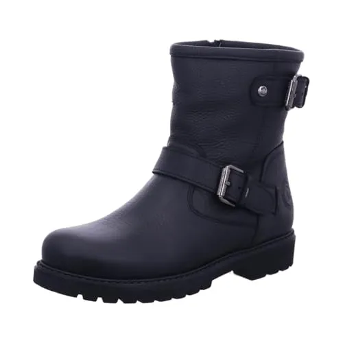 Panama Jack Biker Boots Damen 353632393731 Schwarz 37 EU - Wanderschuhe mit flachem Design, aus wasserfestem Nappaleder und kuscheligem Lammfell-Innenfutter für optimale Wärme und Komfort. Ideal für kalte Wintertage!