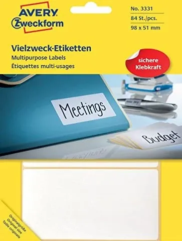 AVERY Zweckform 84 Etiketten 3331 weiß 98,0 x 51,0 mm