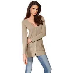 heine Strickjacke Feinstrickjacke beige|braun 38