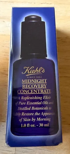 Kiehl's Midnight Recovery Concentrate 30 ml - Gesichtsöl für müde Haut, regeneriert über Nacht mit Lavendel- und Nachtkerzenöl. Für alle Hauttypen geeignet, sorgt für glattere, strahlendere Haut am Morgen.