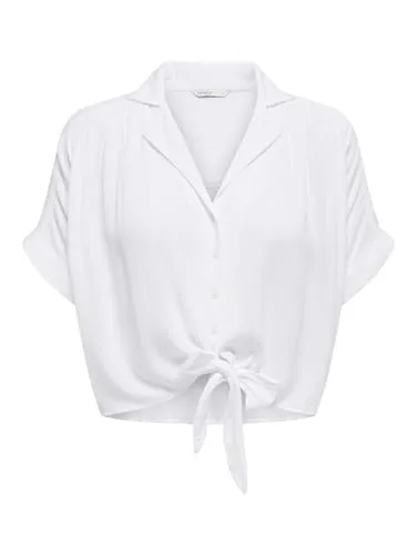 ONLY Damen Onlpaula Life S/S Tie Shirt, Weiß, M - T-Shirt für Damen mit trendigem Knoten-Design, perfekt für lässige Looks und sommerliche Tage.