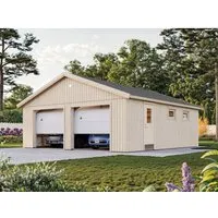 Elementgarage Andre 44,7 m² mit Sektionaltor - Moderne Elementgarage aus unbehandelter nordischer Fichte, ideal zur Selbstmontage. Mit einer großzügigen Nutzfläche von 44,7 m² und einem stylishen Sektionaltor.