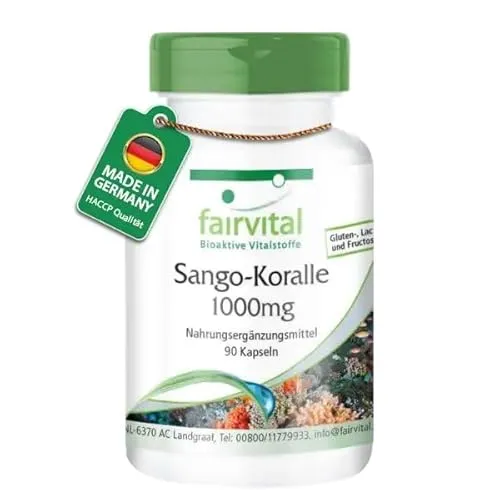 Fairvital | Sango Koralle Kapseln 1000mg - 90 Kapseln - VEGAN - enthält 340mg Calcium pro Kapsel