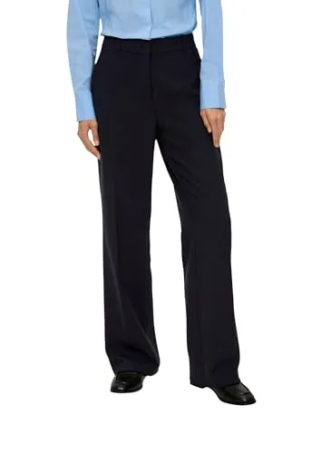 s.Oliver BLACK LABEL Wide Leg Hose aus Viskosemix in Navy - Damen-Hosen mit hochwertigem Viskosemix, elastischem Futter und elegantem Wide Leg Schnitt, ideal für stilvolle Outfits.