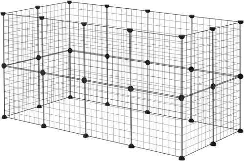 EUGAD Freigehege für Kaninchen 72cm hoch Indoor, Freilaufgehege Kaninchen draußen, Meerschweinchen gehege innen, Kleintiergehege Metallgitter, Gehege für Kleintiere DIY, Welpenauslauf 142x72x72cm XXL