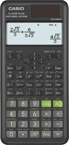CASIO FX-87DE Plus-2 - Wissenschaftlicher Taschenrechner schwarz, 502 Funktionen und energiesparend mit natürlichem Display für komplexe Berechnungen
