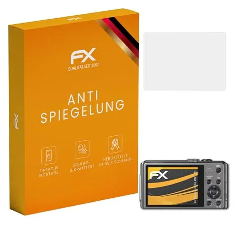 atFoliX Panzerfolie kompatibel mit Panasonic Lumix DMC-TZ41 Schutzfolie, entspiegelnde und stoßdämpfende FX Folie (3X)