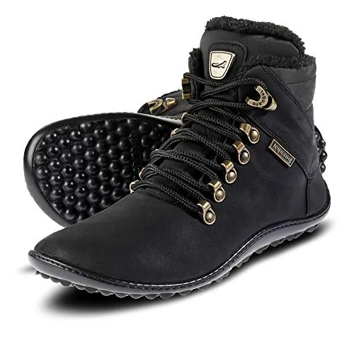 Leguano Barfußschuhe Schnürstiefelette schwarz 38 EU - Wanderschuhe für ein natürliches Gehgefühl, ideal für aktive Outdoor-Enthusiasten, mit flexibler Gummisohle und schnürbarem Design.