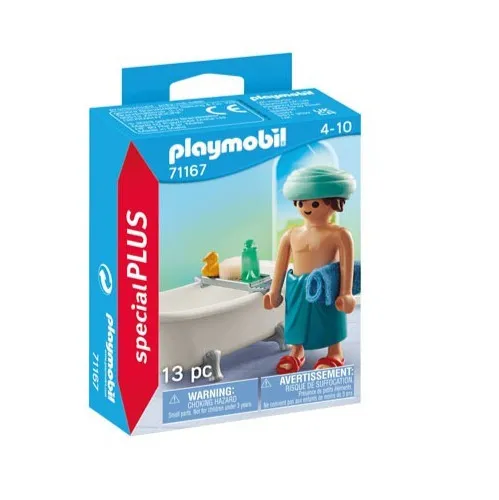 Playmobil Special Plus 71167 Mann in der Badewanne mit Handtüchern - Spaßiges Spielset für kreative Abenteuer mit einem Mann in der Badewanne. Inklusive Handtüchern und einer Ente, ideal für fantasievolles Spielen. Empfohlen für Kinder ab 3 Jahren.