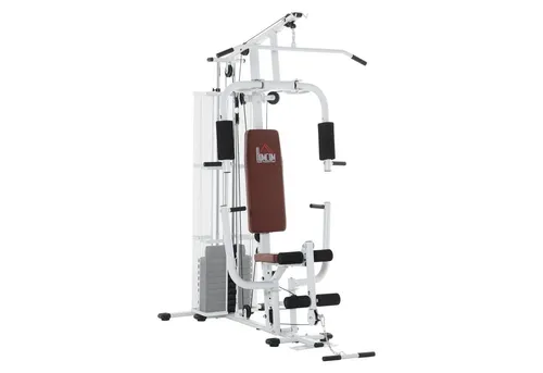 HOMCOM Kraftstation für das Home Gym - weiß, vielseitiges Krafttraining für Zuhause mit 120 kg maximalem Trainingsgewicht