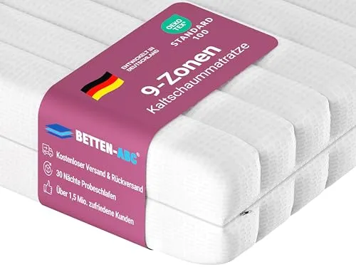 Betten-ABC KSP-1000-9-Zonen Kaltschaummatratze H2/H3 - Matratzen mit 9 Zonen für optimalen Schlafkomfort, atmungsaktiv und allergikerfreundlich, Höhe 16 cm für perfekte Anpassung an den Körper.