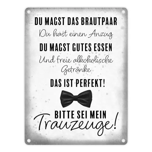 Bitte sei mein Trauzeuge Metallschild in 15x20 cm Hochzeitseinladung Lustige Männer-Ehe-Anfrage Heirats-Botschafter JGA