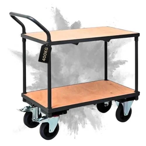 PROREGAL® Tischwagen Profi mit 2 Etagen – 400kg Traglast - Transportwagen für Gewerbe und Haushalt, mit stabiler Stahlkonstruktion und flexiblen Rollen für müheloses Handling. Ideal für Lager, Logistik und Bühnenbau.