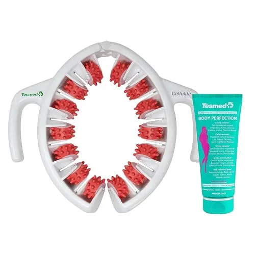Tesmed Cellulite Rosa + Creme TESMED Body Perfection - Massagegerät Made in Italy zur effektiven Bekämpfung von Cellulite, kombiniert mit einer speziellen Creme für empfindliche Haut, die Blutergüsse minimiert und die Haut strafft.