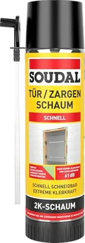 Soudal 2K Zargenschaum 400 ml - Bauschaum für perfekte Abdichtung, 2-Komponenten-Formel für hohe Festigkeit und schnelle Aushärtung, ideal für Fenster- und Türrahmen.