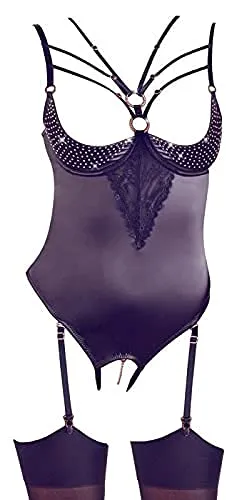Abierta Fina Body Schwarz 75B/S - Eleganter Erotikbody - Erotische Bodys, ideal um das Liebesleben aufzupeppen, extrem eleganter Schnitt für heiße Aussichten.