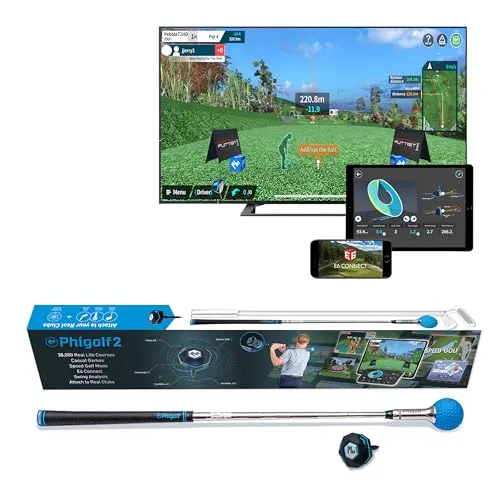 PHIGOLF Phigolf2 Golf Simulator - Golf-Schwungtrainer mit 3D Swing-Analyse und Motion Sensor für realistische Indoor- und Outdoor-Erlebnisse. Ideal für Spieler aller Niveaus, um Schwungtechnik zu verbessern und Spaß zu haben.