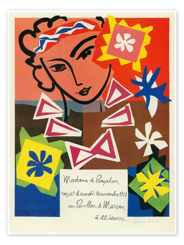 Posterlounge Wandbild Madame de Pompadour reçoit le mardi 20 novembre 1951, Henri Matisse, erhältlich als Poster, Leinwandbild, Wandsticker oder Acrylglasbild