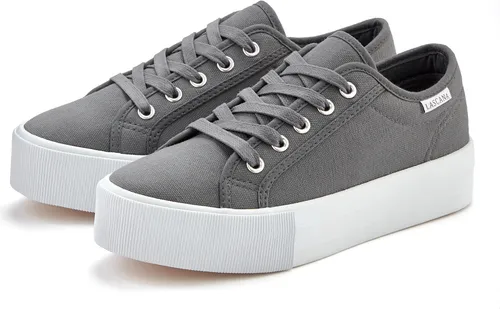 LASCANA Damen Sneaker mit Plateausohle, Gr. 40, anthrazit - Stylische Sneaker aus 100% Textil, VEGAN, mit 3,5 cm Plateauhöhe. Ideal für Freizeitlooks und bequem durch die weiche Innensohle. Perfekt für entspannte Tage!