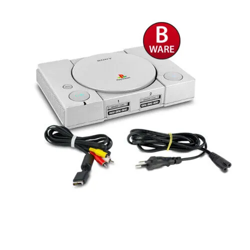PS1 Konsole Fat in Grau (B-Ware) #10S mit Ladekabel mit 3-Chinch