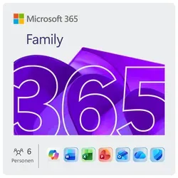 Microsoft Office 365 Family - 1 Jahr Lizenz - Büroanwendungen: 1 Jahr Zugriff auf vielseitige Office-Programme, ideal für die gesamte Familie, einfach per Download verfügbar.