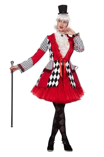 WILBERS & WILBERS 320507 - Luxuriöse Damenjacke mit Karomuster für Karneval - Elegante Kostümjacke im auffälligen Rot/Schwarz/Weiß-Design: Ideal für Karneval, Mottopartys und Paraden. Bequemer Komfortstoff und femininer Schnitt für unbeschwerte Partynächte.