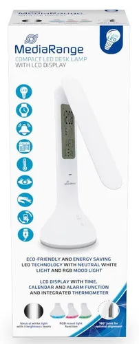 MediaRange Compact LED Desk Lamp with LCD Display white inkl. Eurolochung