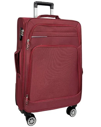 MY TRAVEL BAG Stoff Reisekoffer Trolley - Erweiterbar mit Zwillingsrollen (75cm, Rot) - Ultraleichter Koffer mit 20% erweiterbarem Volumen und robusten 360° Rollen für stressfreies Reisen. Ideal für jede Reise, ob geschäftlich oder privat.