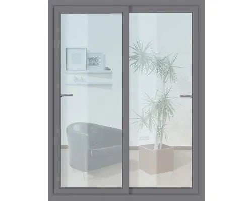 Schiebetür Kunststoff anthrazit 1800x2000 mm - Fenster aus Kunststoff, 3-Profilkammern, energieeffizient mit einem G-Wert von 1.1 W/(m²K), ideal für moderne Wohnräume.