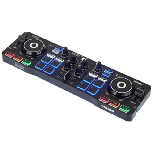 Hercules DJControl Starlight - Tragbarer 2-Deck DJ-USB-Controller mit 8 Pads, inklusive Serato DJ Lite und RGB-Stroboskopeffekt für kreative Mixe unterwegs