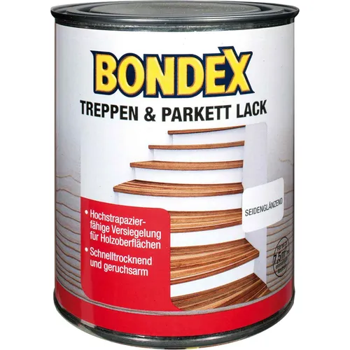 BONDEX Treppen & Parkett Lack seidenglänzend 0,75 L - Lack für Parkett und Treppen mit seidenglänzendem Finish, schützt vor Abnutzung und verleiht einen eleganten Look.