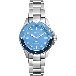 Fossil Quarzuhr FOSSIL BLUE DIVE LADIES ES5353, Armbanduhr, Damenuhr, Edelstahlarmband, bis 10 bar wasserdicht silberfarben