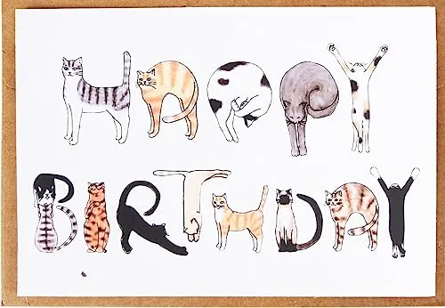 Katzen-Geburtstagskarte,Geburtstagskarte für Männer und Frauen,Lustige Geburtstagskarten für Katzenliebhaber,Geburtstagskarte für Katzenmama oder -papa,Alles Gute zum Geburtstag für Katzenliebhaber