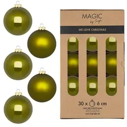 MAGIC by Inge Weihnachtsbaumkugel, Weihnachtskugeln Glas 6cm 30 Stück - Green Olives grün